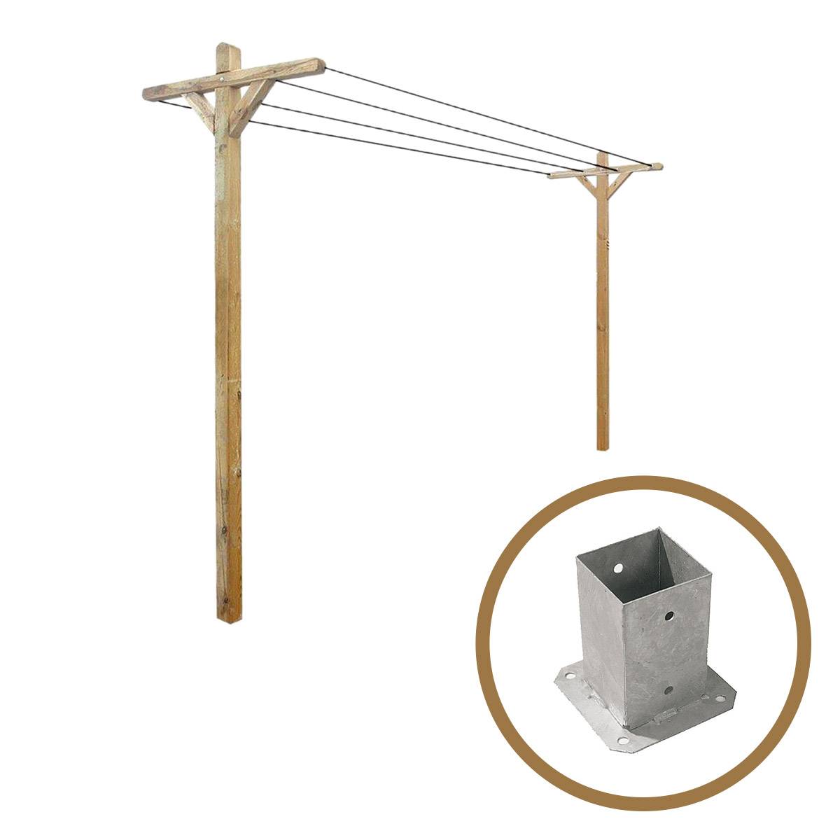 Kit étendoir à linge extérieur Séville + 2 supports à fixer - Cémonjardin - Image 1