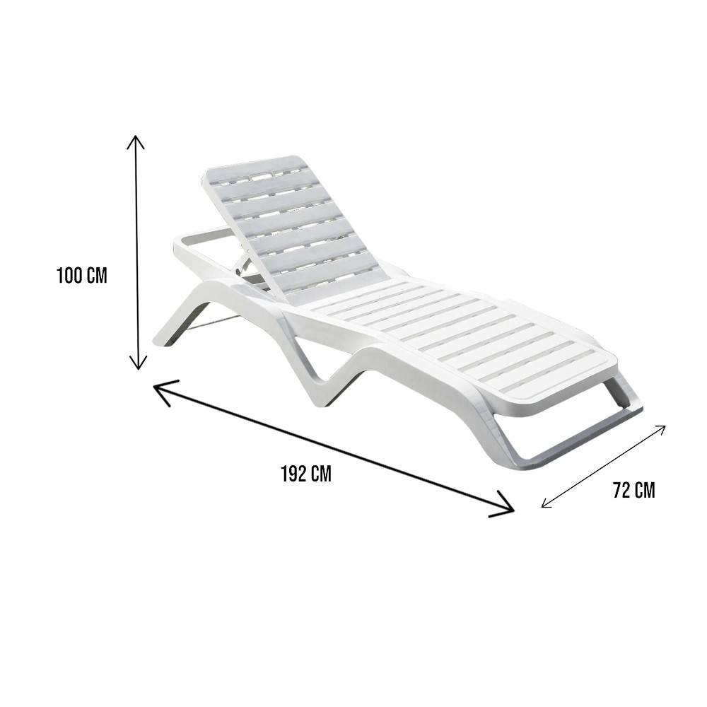 Dmora - Bains de soleil Ercolano, Chaise longue de jardin réglable, Chaise longue d'extérieur, 100% Made in Italy, 192x72h100 cm, Blanc - Dmora - Image 3