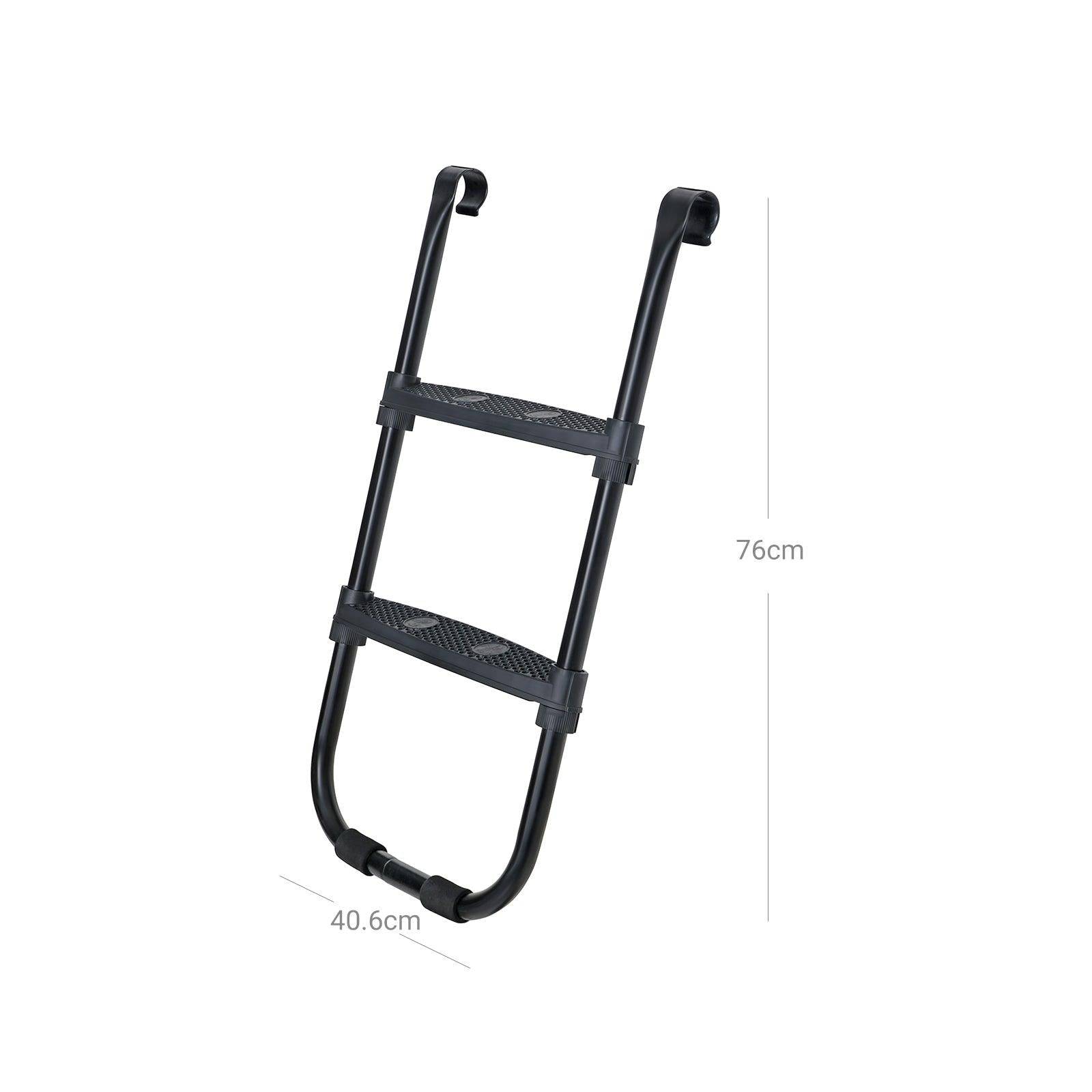 Helloshop26 - Échelle de trampoline antidérapante hauteur 76 cm avec cadre métallique et larges marches noir - Image 4