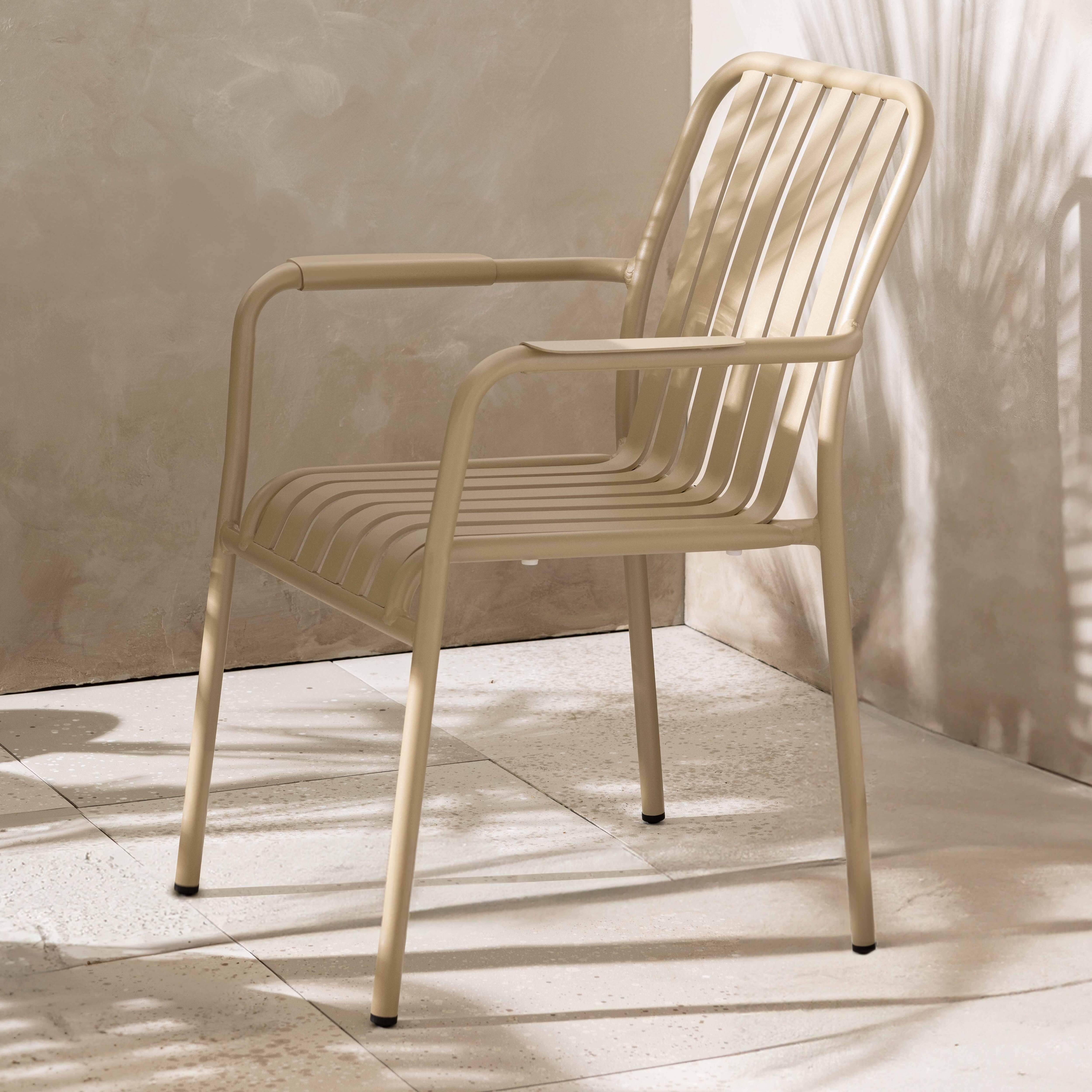 Oviala - Chaise de terrasse avec accoudoirs en aluminium taupe Faro - Oviala - Image 2