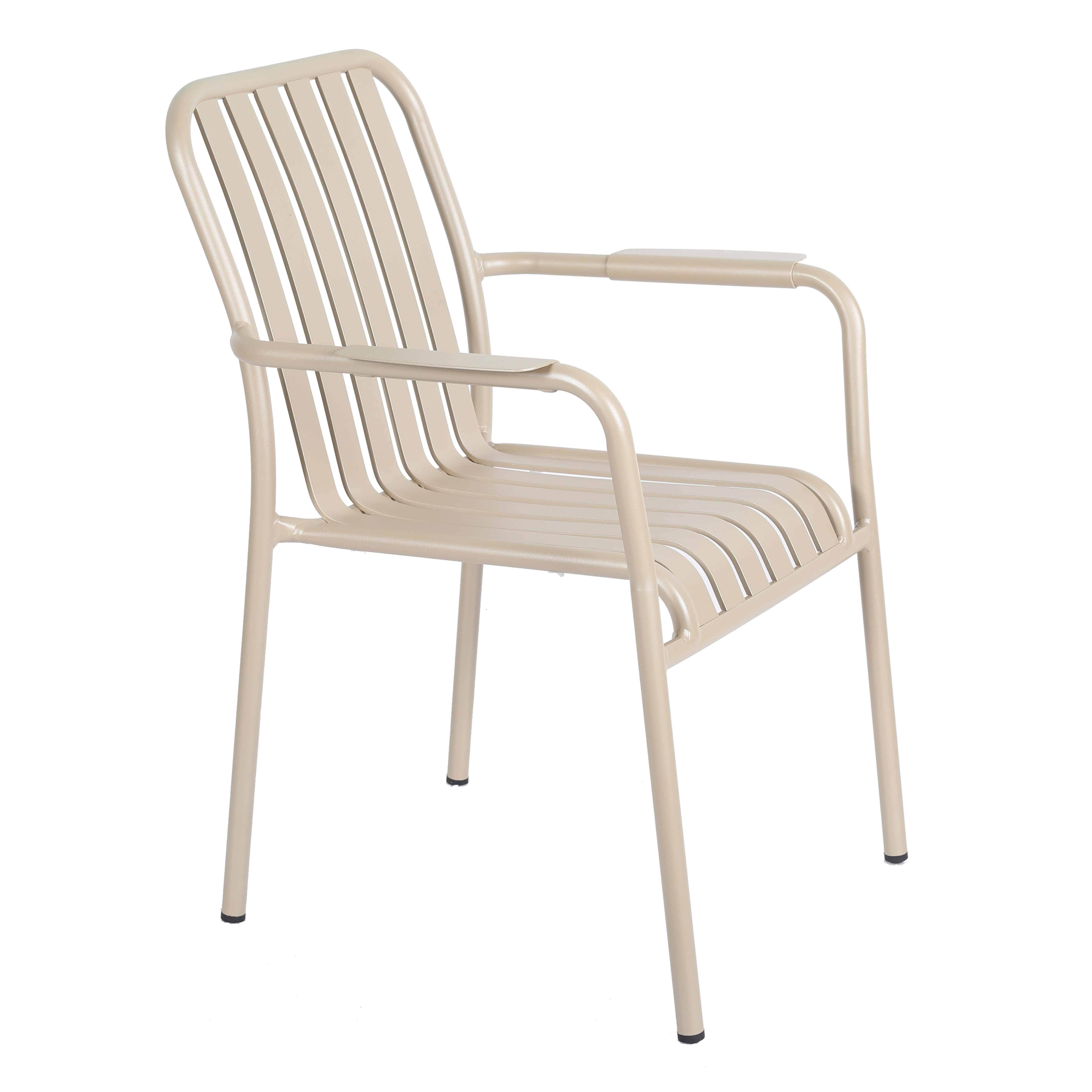 Oviala - Chaise de terrasse avec accoudoirs en aluminium taupe Faro - Oviala - Image 1