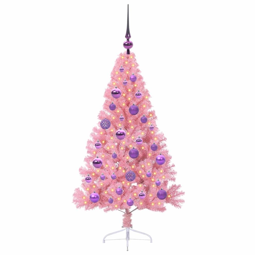 Vidaxl - Sapin de Noël artificiel pré-éclairé Rose 120 cm PVC vidaXL 3397056 - Image 4