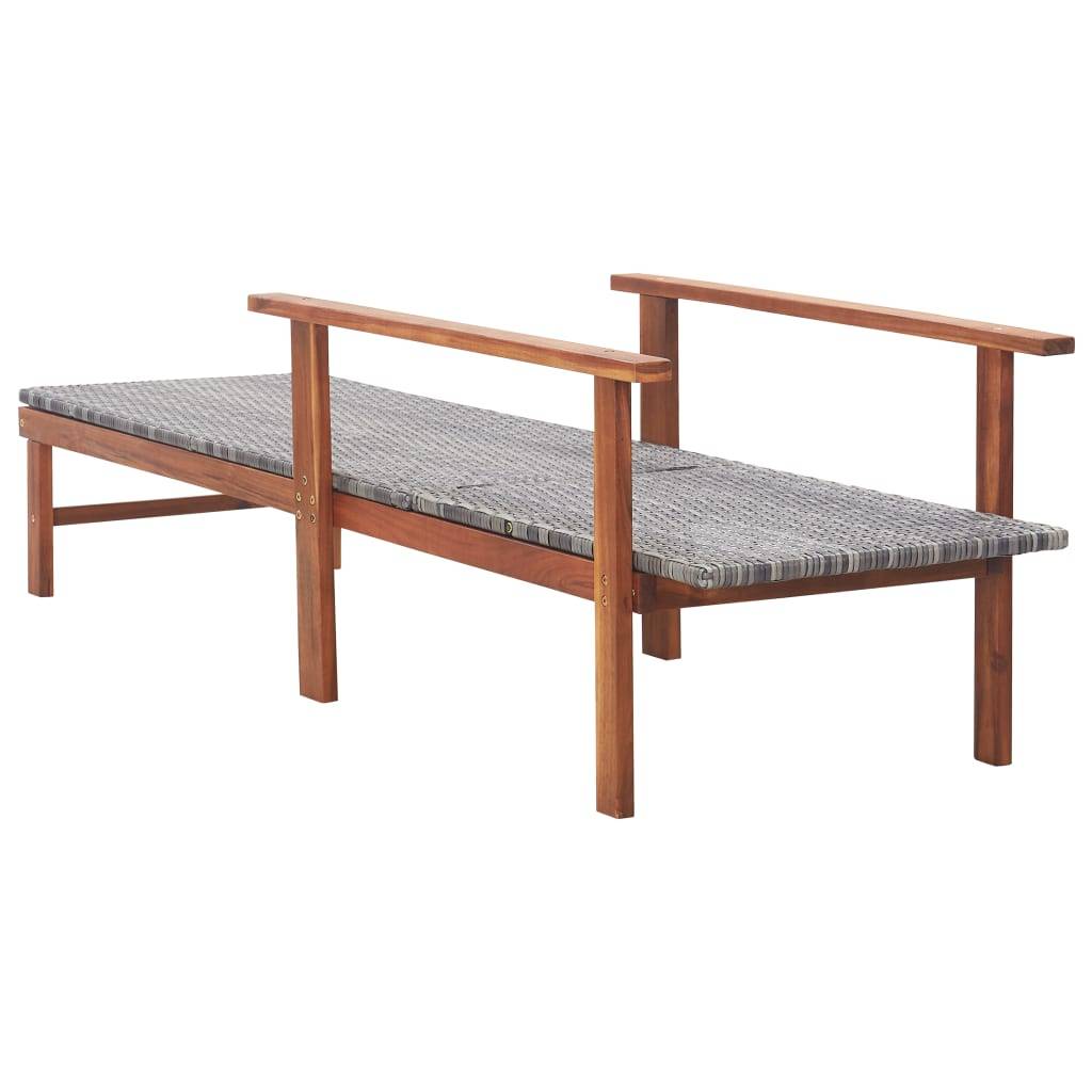 Chaise longue | Transat | Bain de soleil Résine tressée et bois d'acacia massif Gris - Image 4