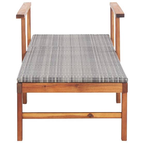 Chaise longue | Transat | Bain de soleil Résine tressée et bois d'acacia massif Gris - Image 6