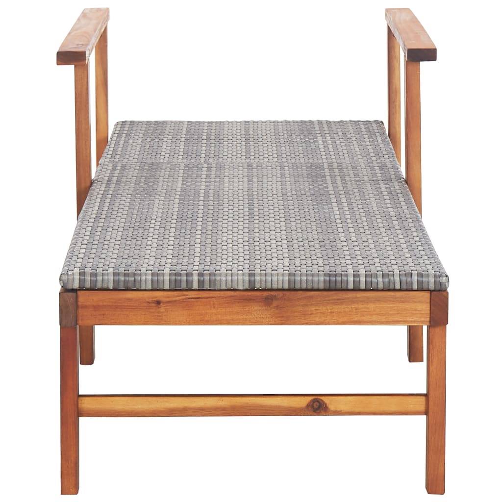 Chaise longue | Transat | Bain de soleil Résine tressée et bois d'acacia massif Gris - Image 6