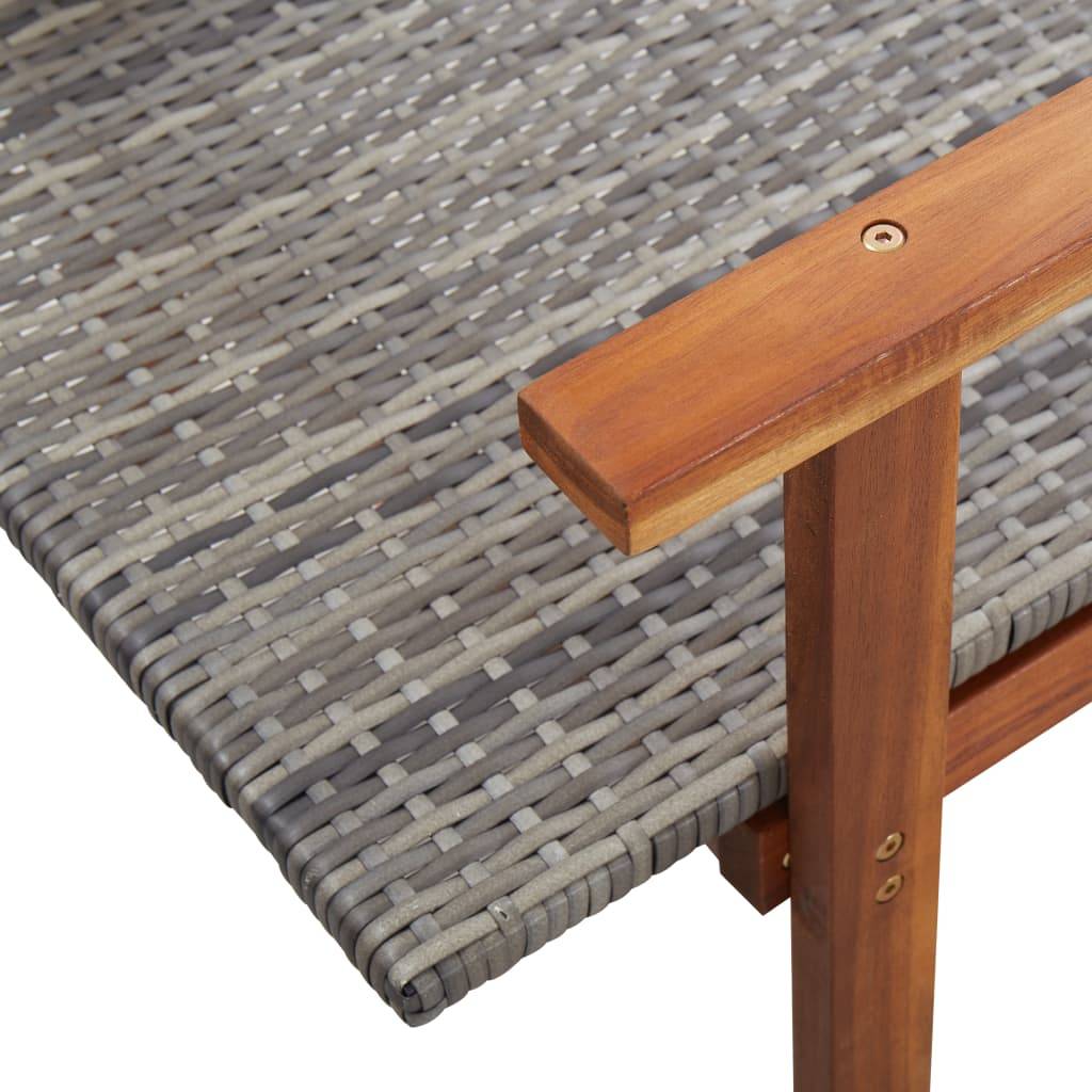 Chaise longue | Transat | Bain de soleil Résine tressée et bois d'acacia massif Gris - Image 8