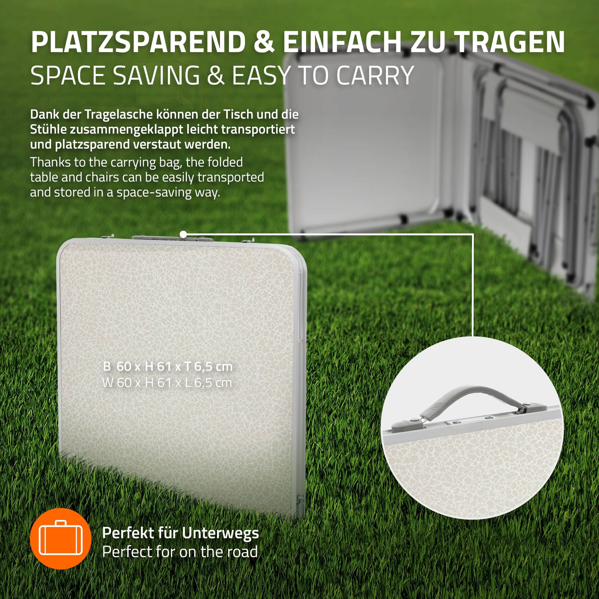 Ecd-Germany - Set Table + 4 Chaises De Camping - Table Pliante Pliable Portable - 120 Cm - En Aluminium et MDF - Couleur Blanc/Crème - Image 6