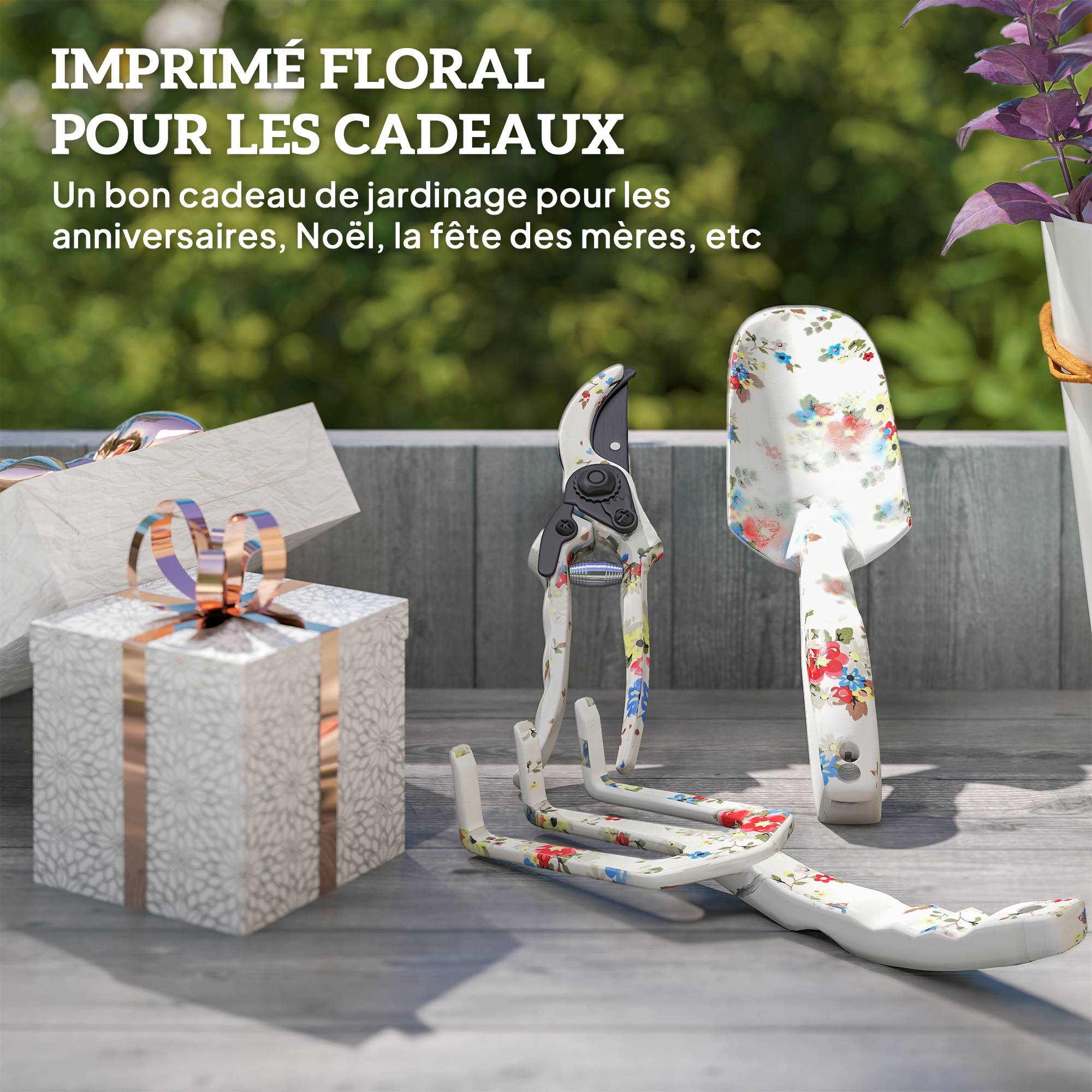 ComfortXL - Kit outils jardinage aluminium multicolore 3 pièces taille plantation entretien - ComfortXL Outdoor Living - Image 6