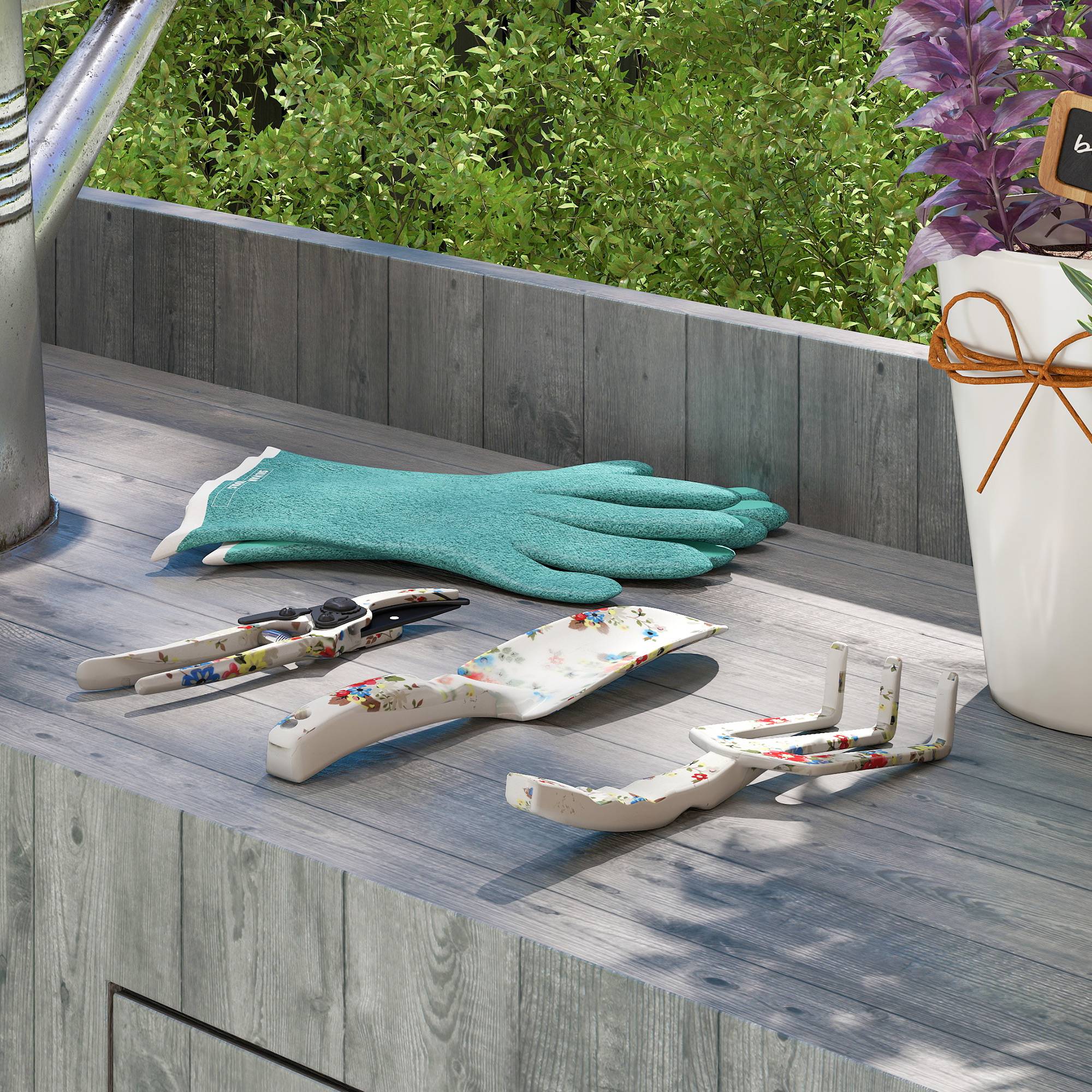 ComfortXL - Kit outils jardinage aluminium multicolore 3 pièces taille plantation entretien - ComfortXL Outdoor Living - Image 2