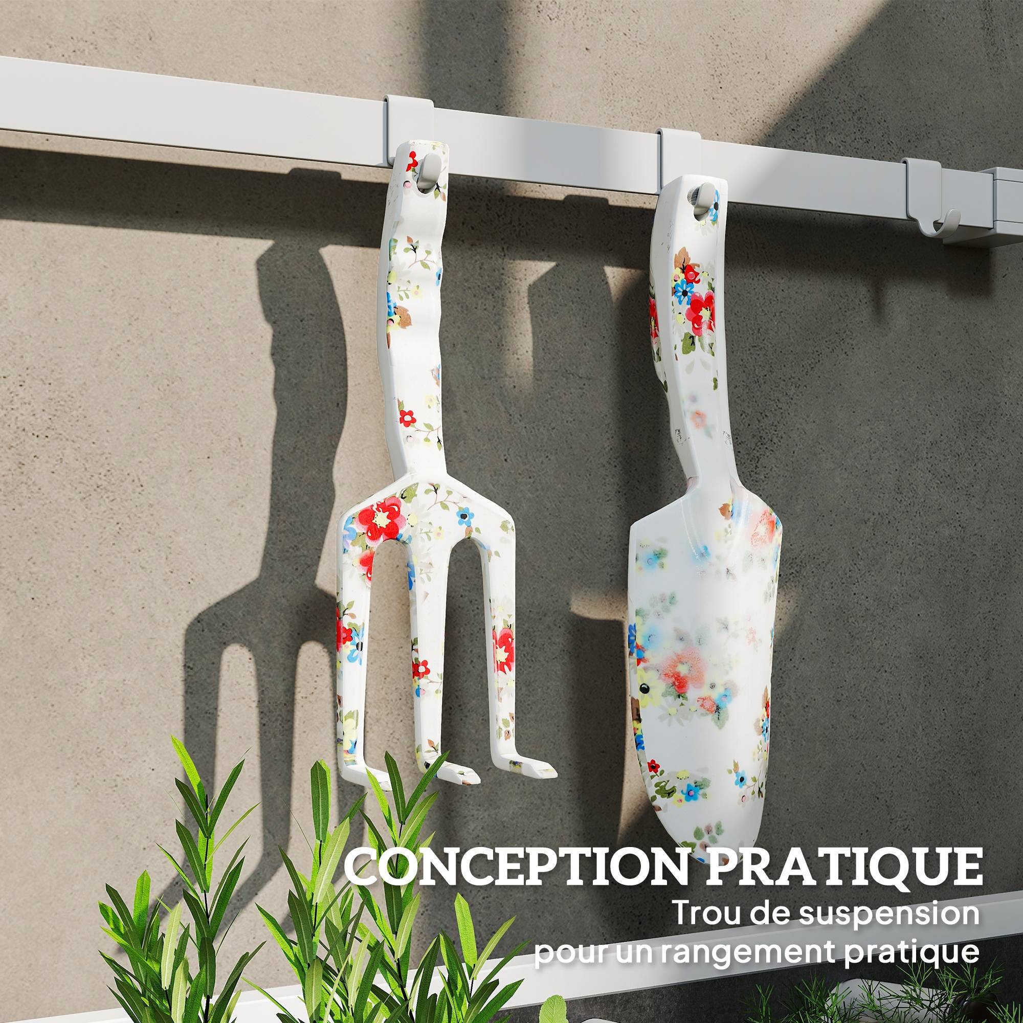 ComfortXL - Kit outils jardinage aluminium multicolore 3 pièces taille plantation entretien - ComfortXL Outdoor Living - Image 8