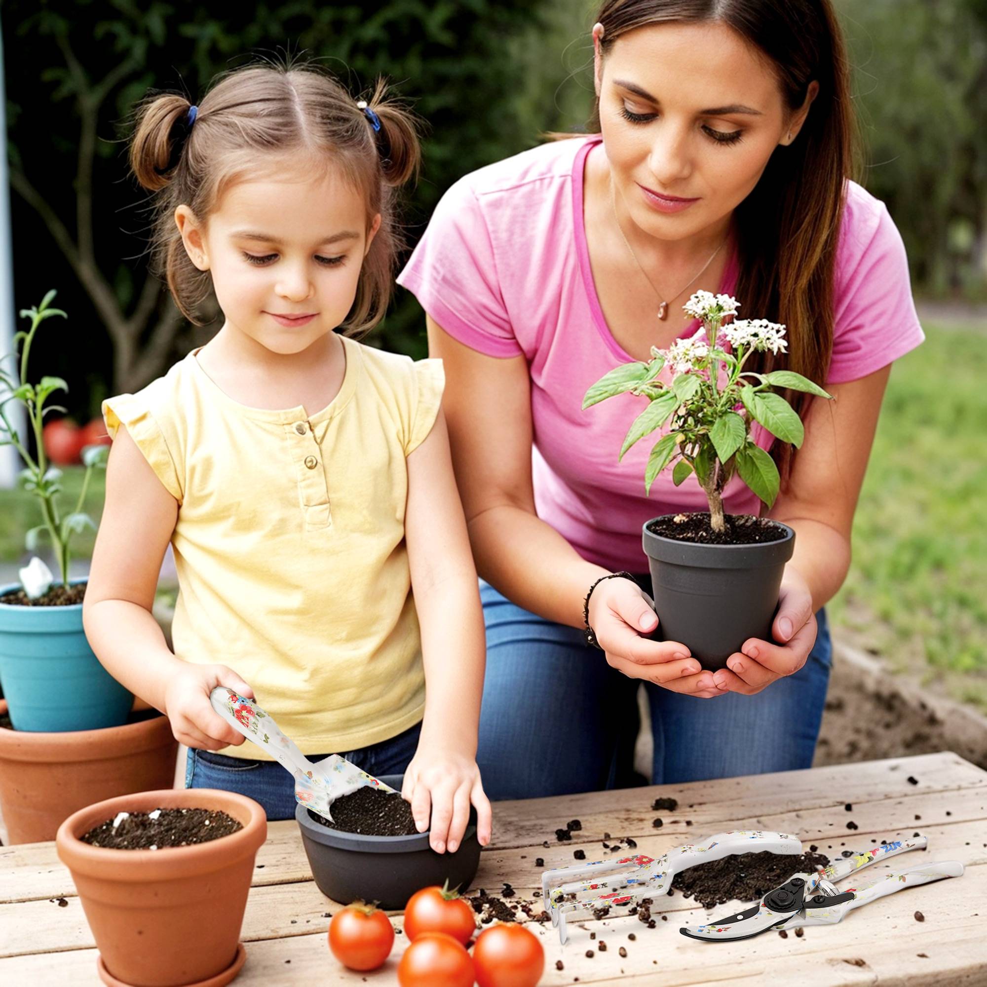 ComfortXL - Kit outils jardinage aluminium multicolore 3 pièces taille plantation entretien - ComfortXL Outdoor Living - Image 3