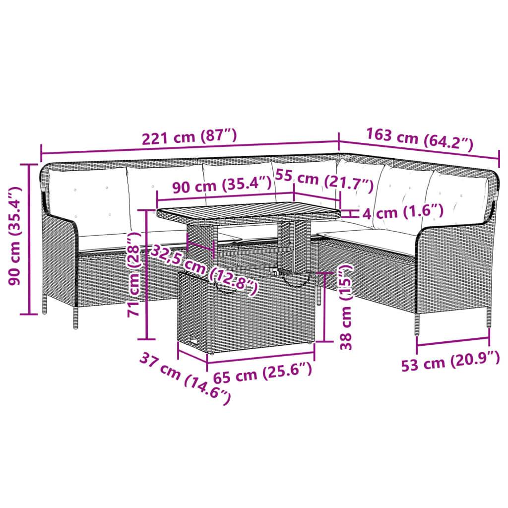 Ensemble canapé d'angle et table modulable en résine tressée pour balcon beige – ComfortXL Outdoor Living - Image 8