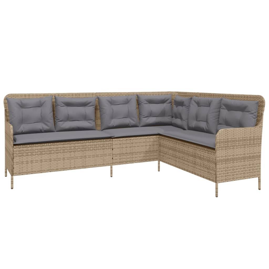 Ensemble canapé d'angle et table modulable en résine tressée pour balcon beige – ComfortXL Outdoor Living - Image 3