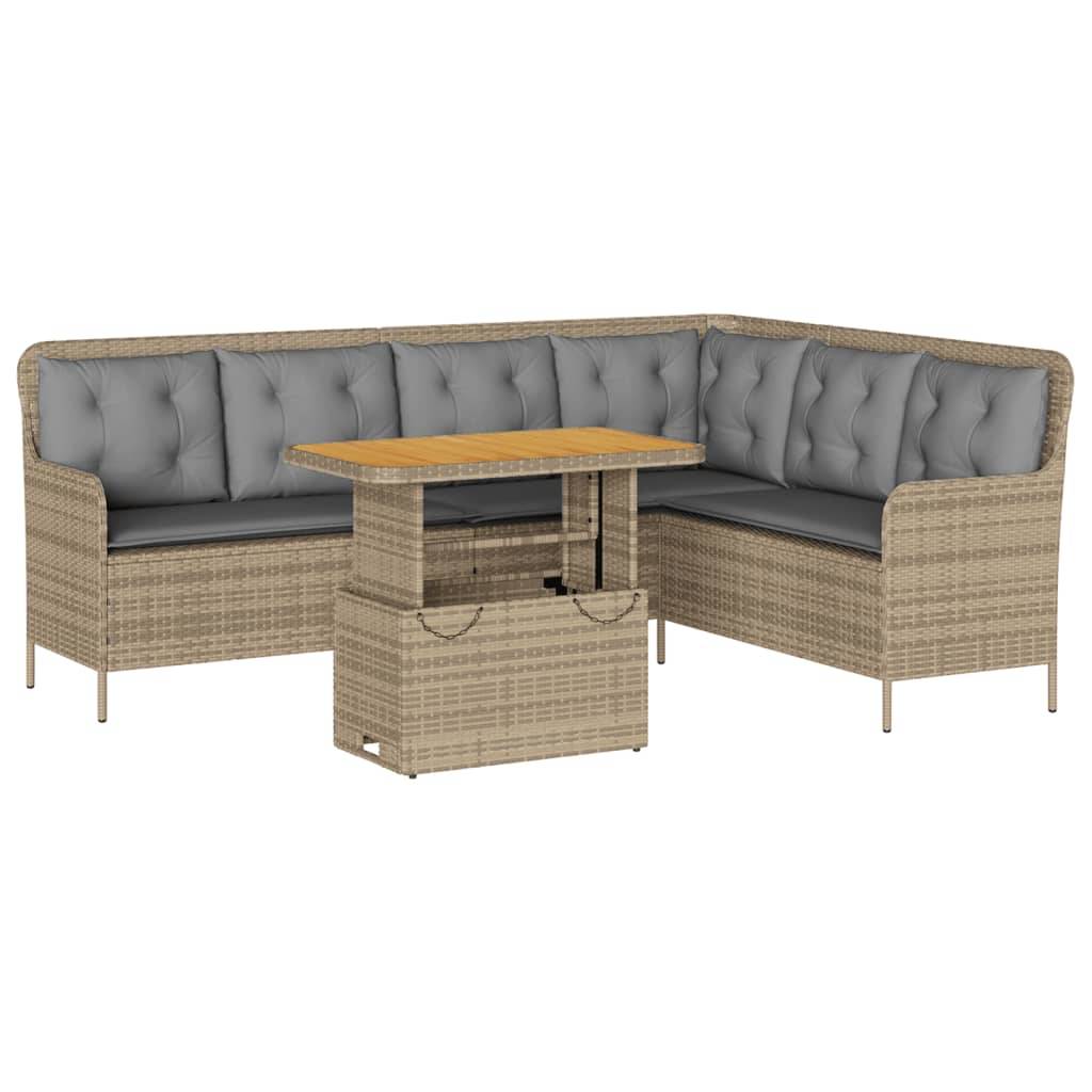 Ensemble canapé d'angle et table modulable en résine tressée pour balcon beige – ComfortXL Outdoor Living - Image 2