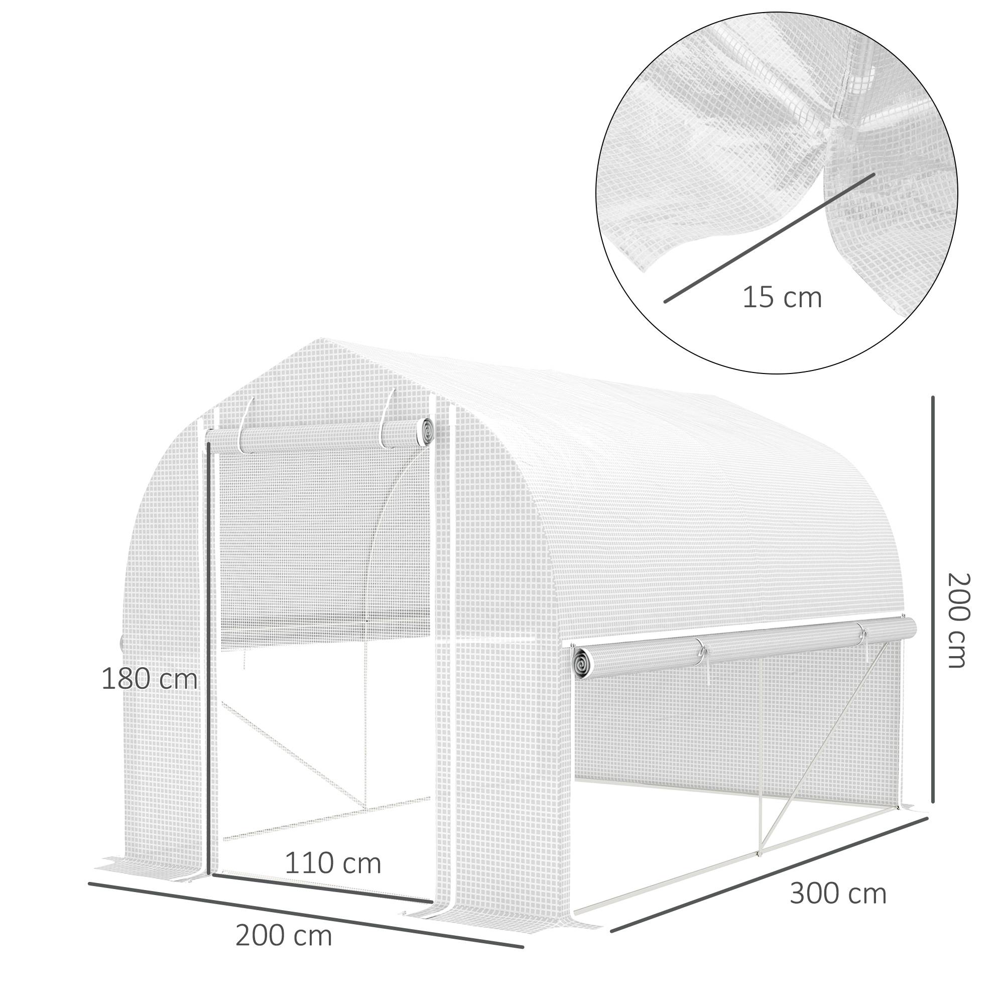 Serre tunnel blanche 3x2x2m anti-UV, structure acier rigide, parois latérales enroulables résistantes - Image 5