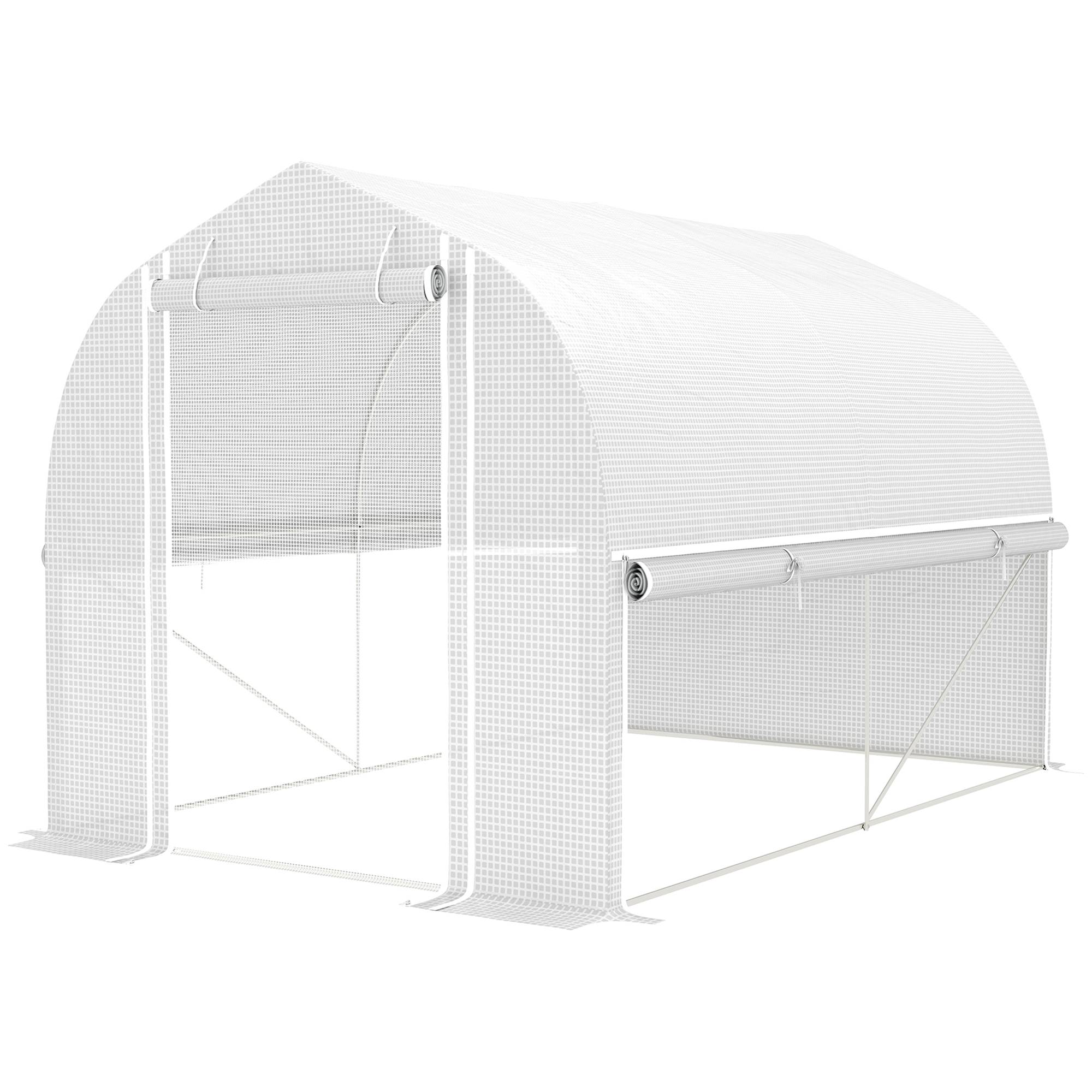 Serre tunnel blanche 3x2x2m anti-UV, structure acier rigide, parois latérales enroulables résistantes - Image 2