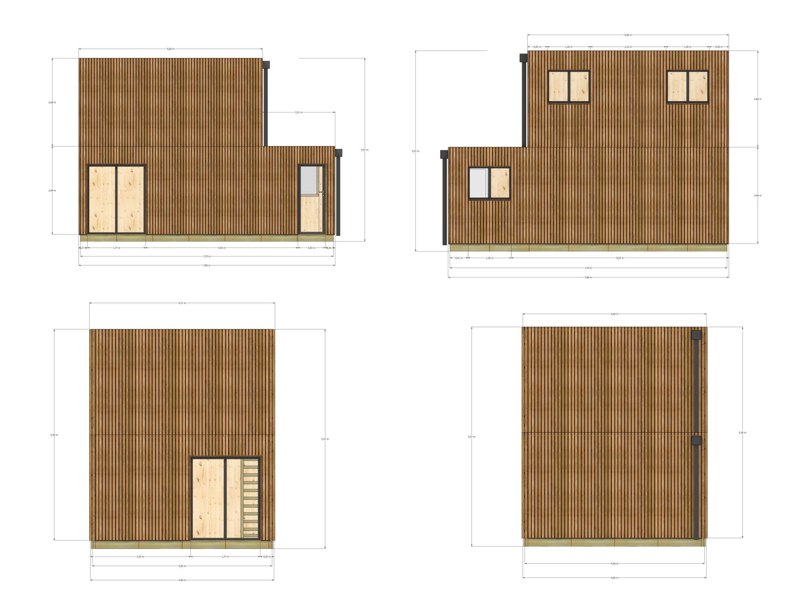 Studio de jardin RE2020 en bois 7,7 x 4,6 x 2,7 m / isolation RE2020 avec plancher isolé avec mezzanine et terrasse - Image 4
