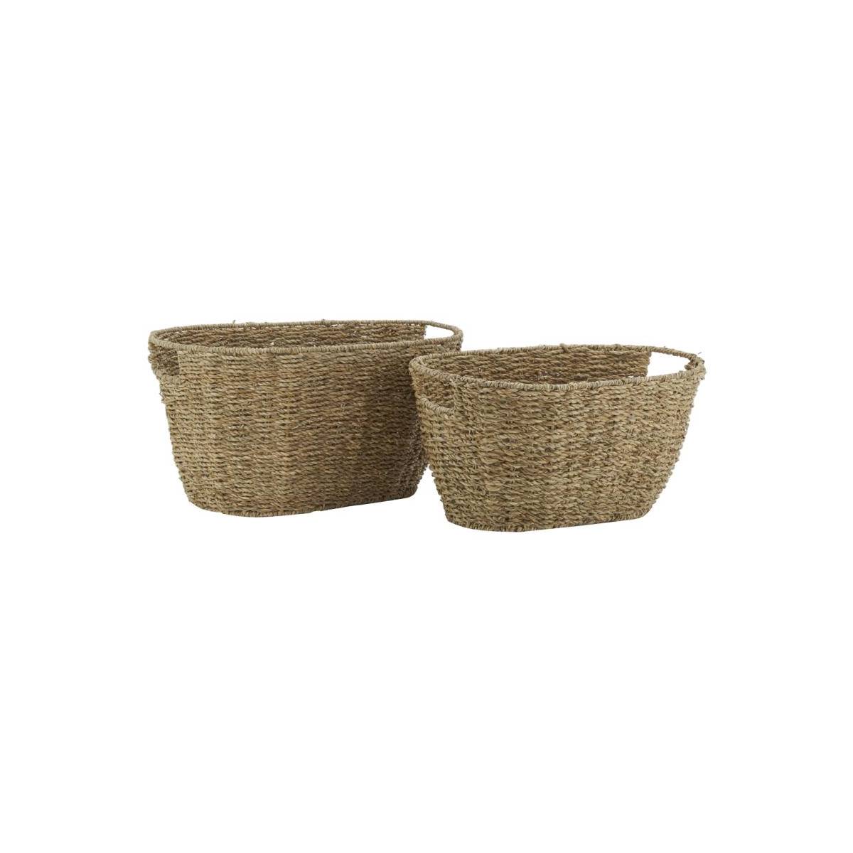 Aubry Gaspard - Corbeilles ovales en jonc et métal (lot de 2) - Image 1