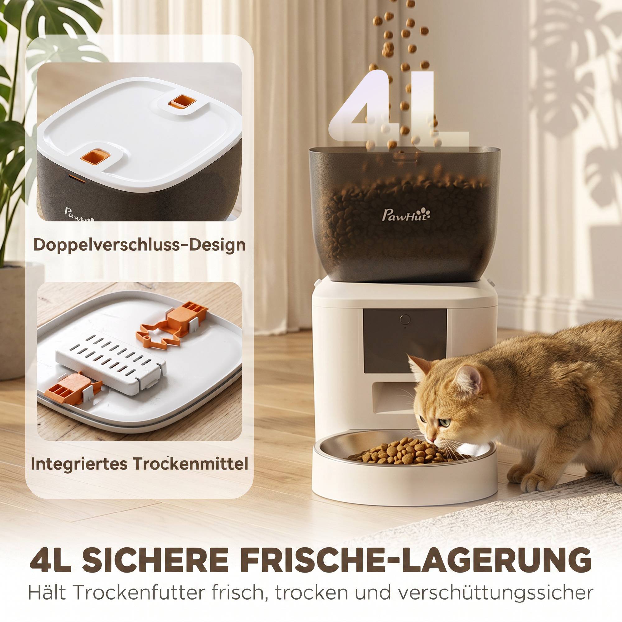 Distributeur automatique de nourriture pour chat, WiFi 2,4G, 4L, pilotage par appli, 1–10 repas, appel nourriture 10s - Image 8