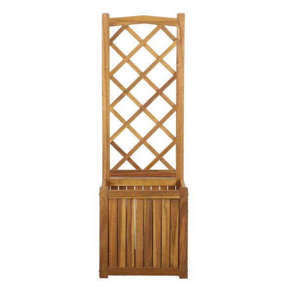 Jardinière avec treillis MIRI  en bois d'acacia 43,5x43,5x130 cm Beau Rivage - Image 1