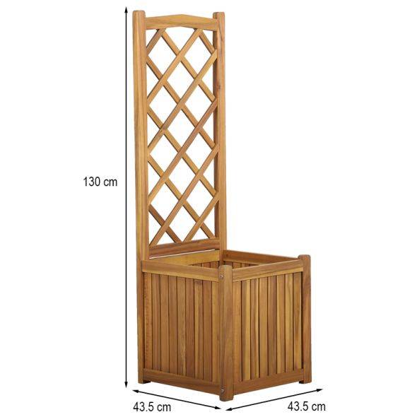 Jardinière avec treillis MIRI en bois d'acacia 43,5x43,5x130 cm Beau Rivage - Image 3