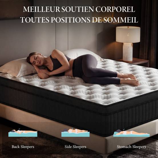Ensemble matelas + sommier 140x190 cm, Mousse à mémoire de forme,épaisseur du matelas 25cm - Image 6