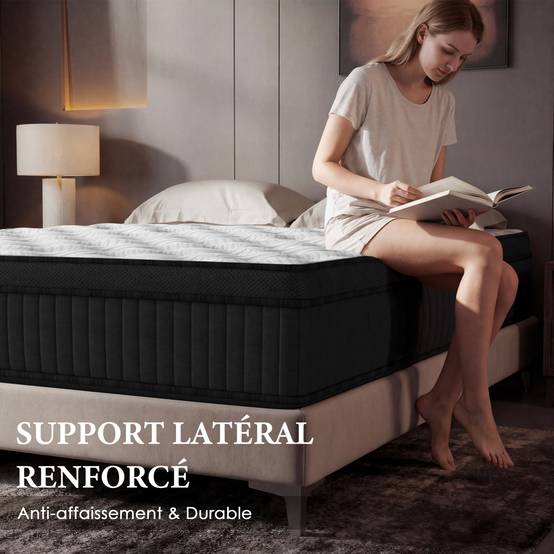 Ensemble matelas + sommier 140x190 cm, Mousse à mémoire de forme,épaisseur du matelas 25cm - Image 4