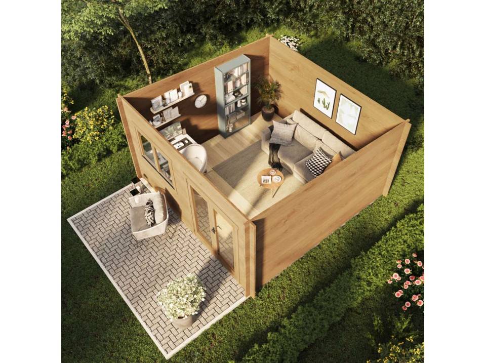 Direct Abris - Chalet de jardin bois JULIA - Epicéa - 16m² - 400 x 400 cm - Abri bois naturel - Image 2