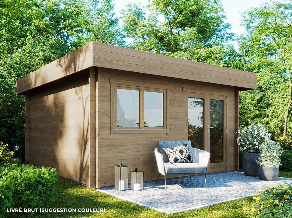 Direct Abris - Chalet de jardin bois JULIA - Epicéa - 16m² - 400 x 400 cm - Abri bois naturel - Image 1