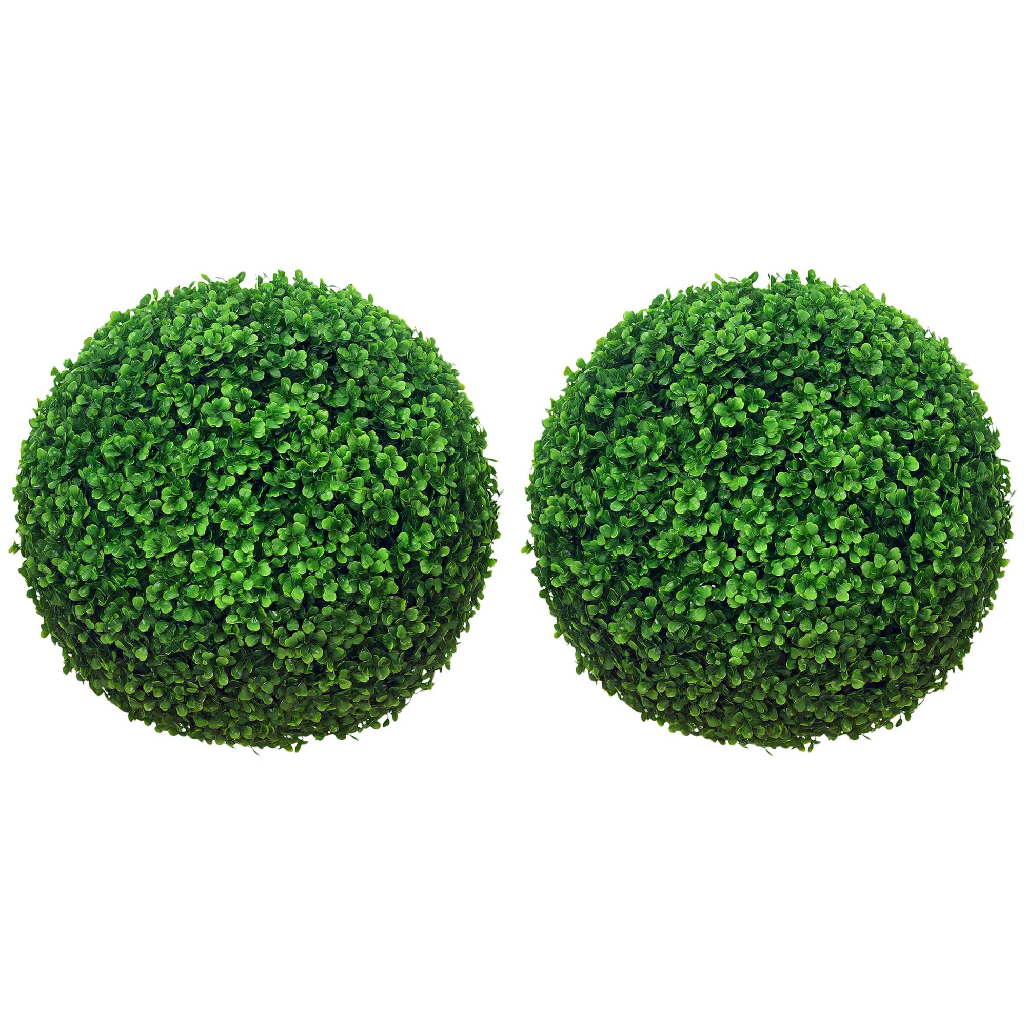 Lot de 2 boules de buis, plantes artificielles vertes avec protection UV, idéales pour l'intérieur et l'extérieur. - Image 1