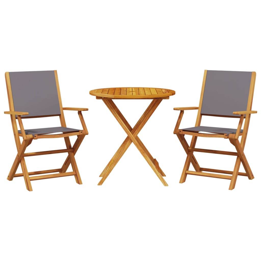 Maison Chic - Ensemble 3 pcs de bistro - Salon De Jardin - Mobilier extérieur anthracite tissu et bois massif MI477 - Image 1