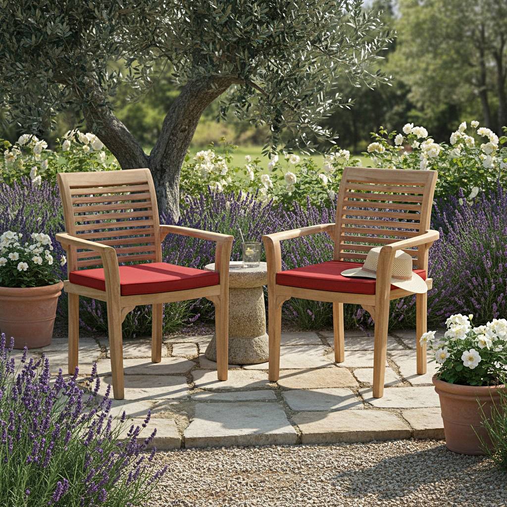 Teck'Attitude - Fauteuils de jardin empilables en teck Samoa (lot de 2) - TECK'Attitude - Image 5