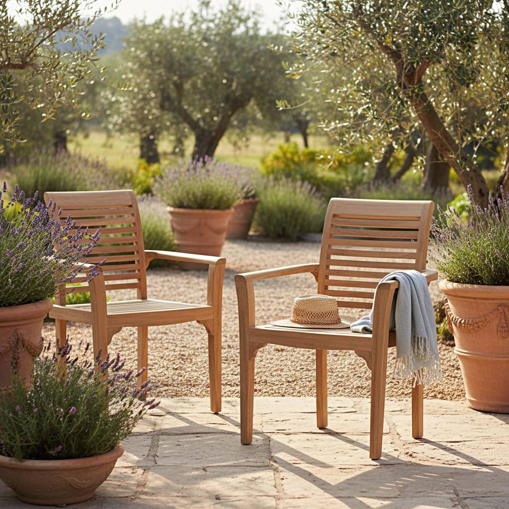 Teck'Attitude - Fauteuils de jardin empilables en teck Samoa (lot de 2) - TECK'Attitude - Image 3