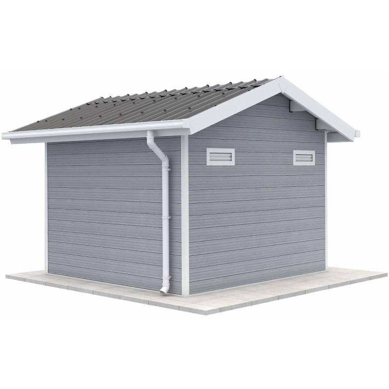 Abri de jardin 7,78m² bois composite 28mm gris clair double porte Woodlife Garden - Image 6