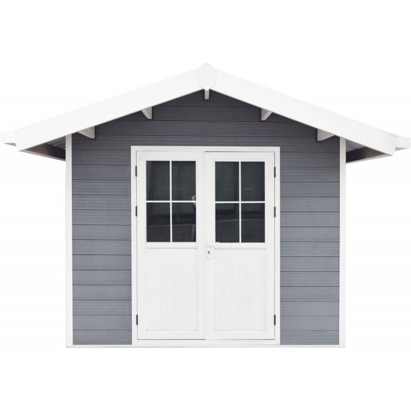 Abri de jardin 7,78m² bois composite 28mm gris clair double porte Woodlife Garden - Image 4