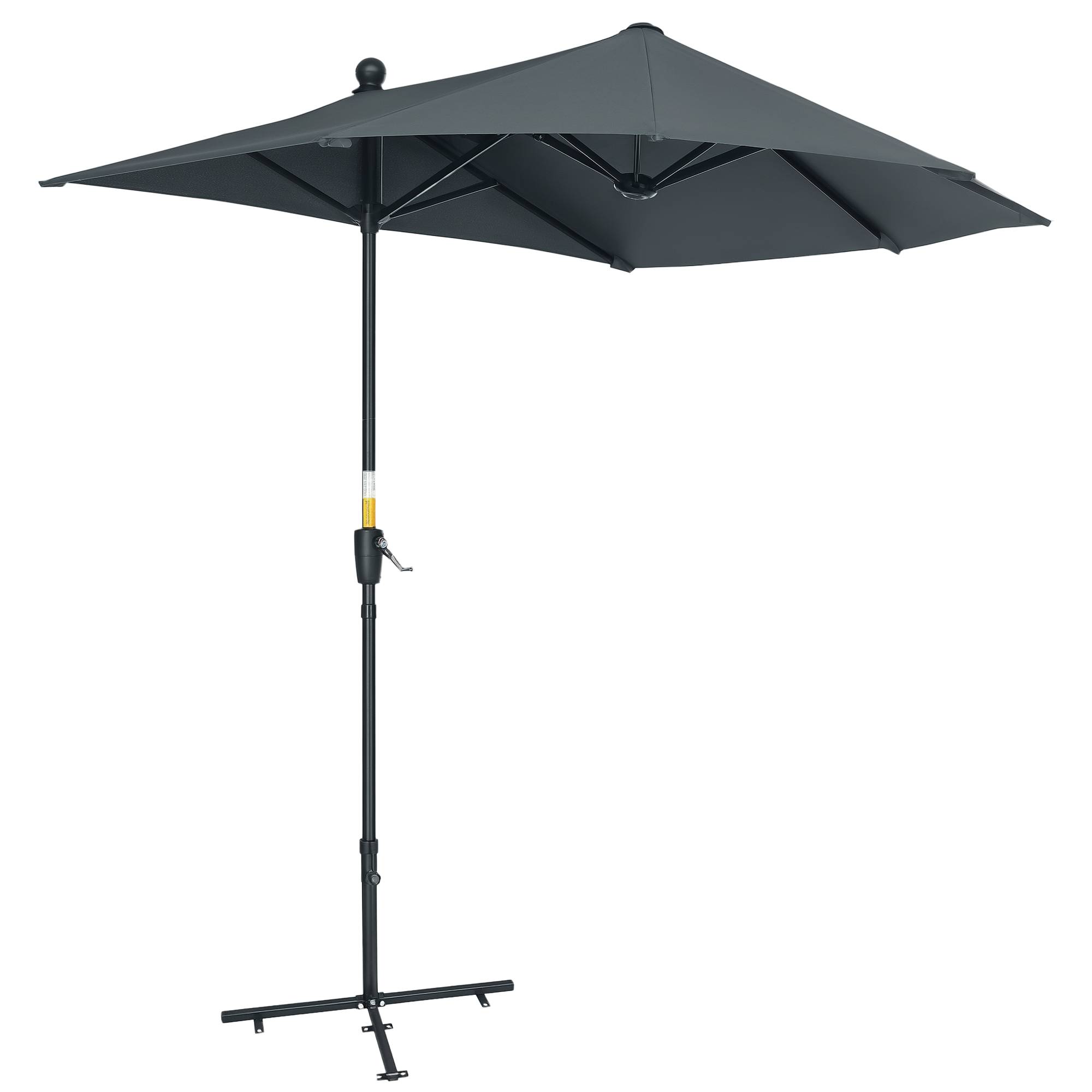 Demi Parasol Semicirculaire Acier Balcon Toile Anti-UV Manivelle 200x190 cm Gris - ComfortXL Outdoor Living - Image 1
