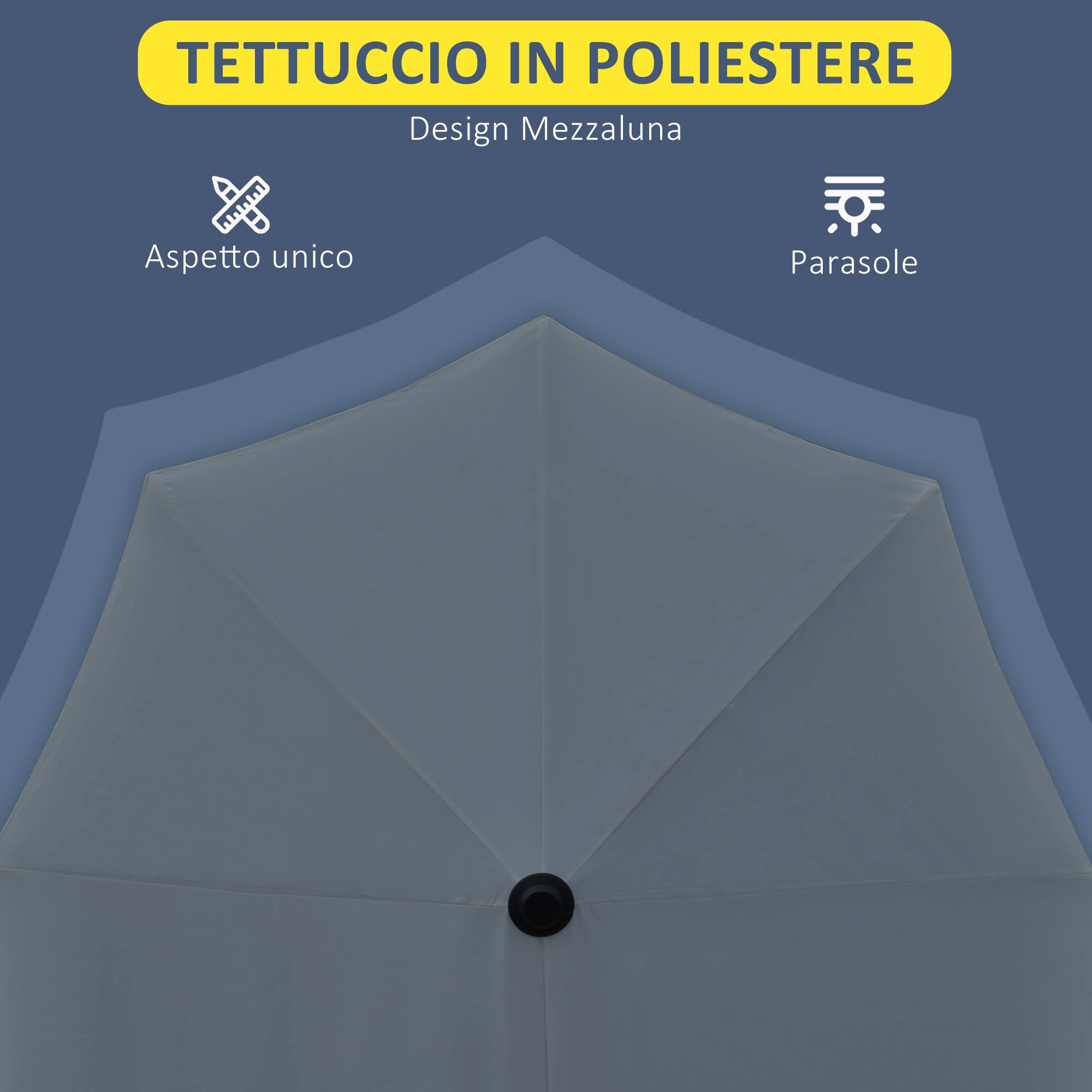 Demi Parasol Semicirculaire Acier Balcon Toile Anti-UV Manivelle 200x190 cm Gris - ComfortXL Outdoor Living - Image 9