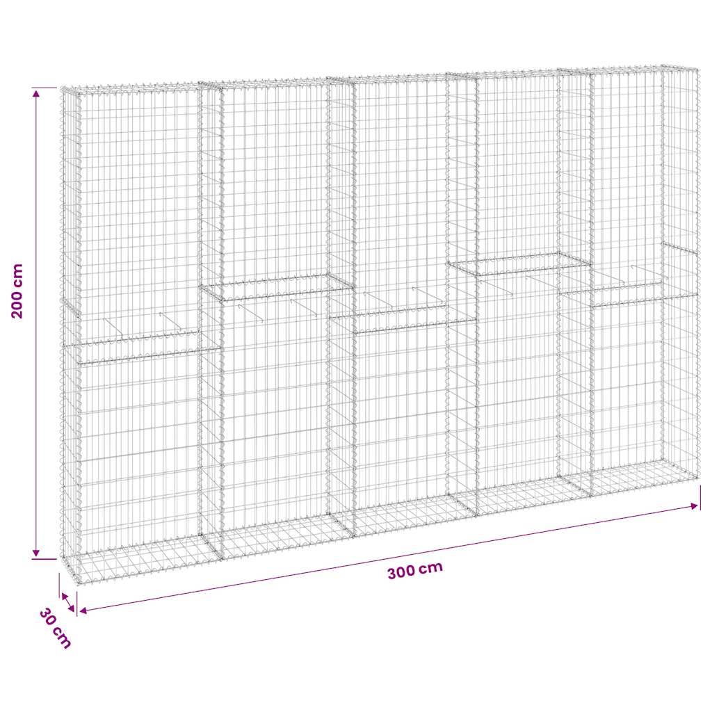 Mur en gabion avec couvercles Acier galvanisé 300 x 30 x 200 cm - PANGIVO - Image 7