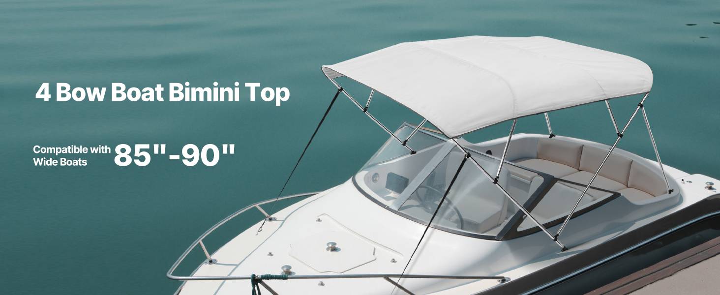 VEVOR Bimini bateau taud de soleil à 4 arceaux 216-228 cm en alu polyester gris - Image 9
