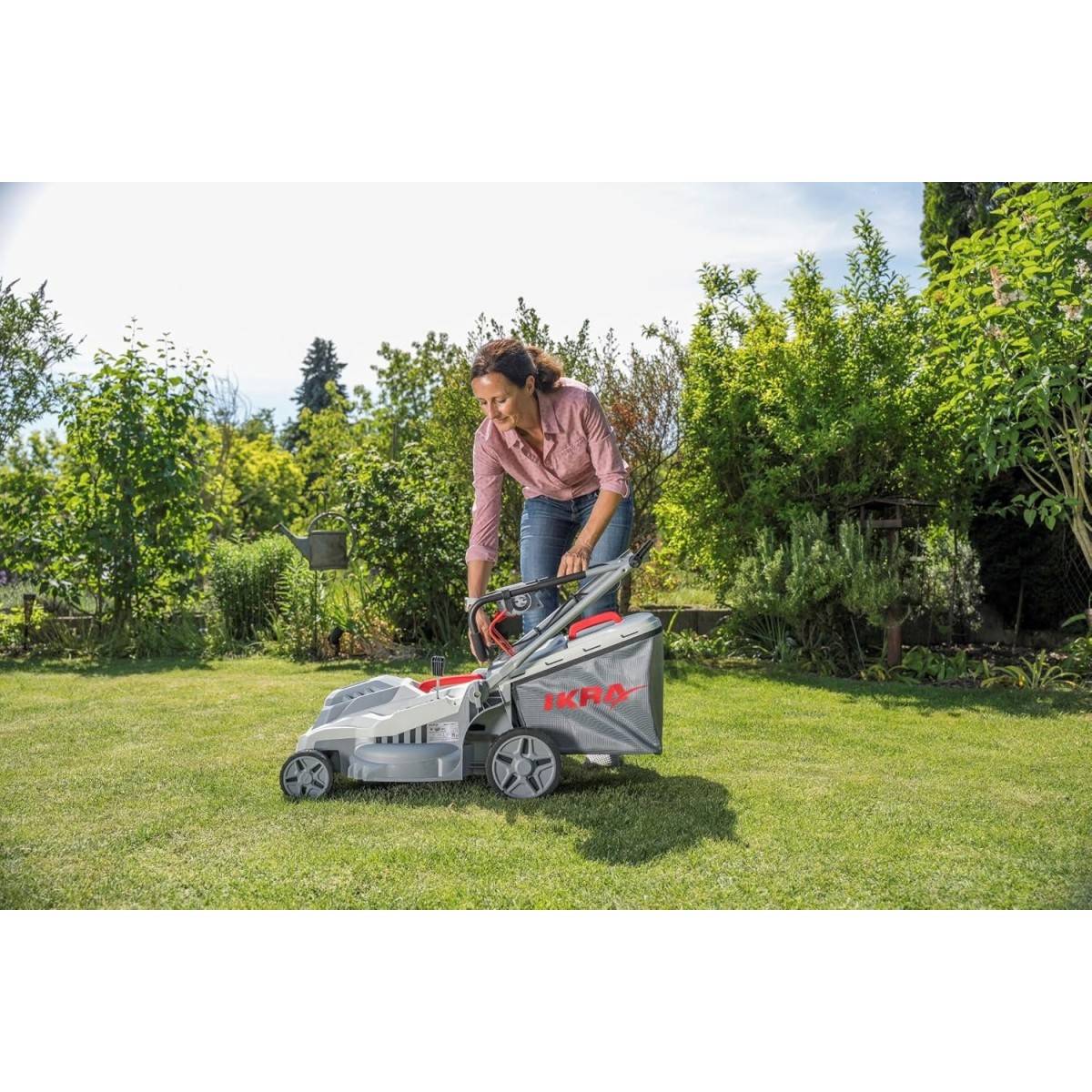 Ikra - Tondeuse électrique 1600W 2en1 Tonte & Ramassage Pelouse Largeur de coupe 38cm, 5 Hauteurs de coupe, Tondeuse gazon Bac 42L IKRA - Image 6