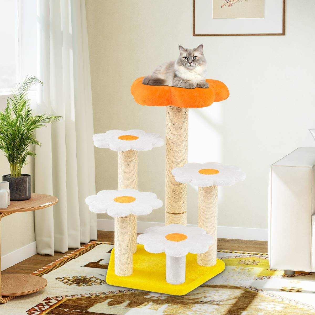 Maison Chic - Arbre à Chat Fleur Mignon pour Chats d'Intérieur avec Perchoir en Peluche Confortable Poteaux - Image 4