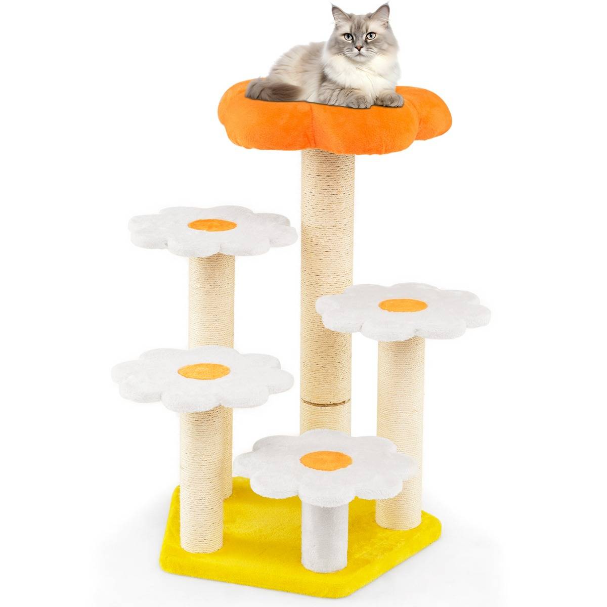 Maison Chic - Arbre à Chat Fleur Mignon pour Chats d'Intérieur avec Perchoir en Peluche Confortable Poteaux - Image 1