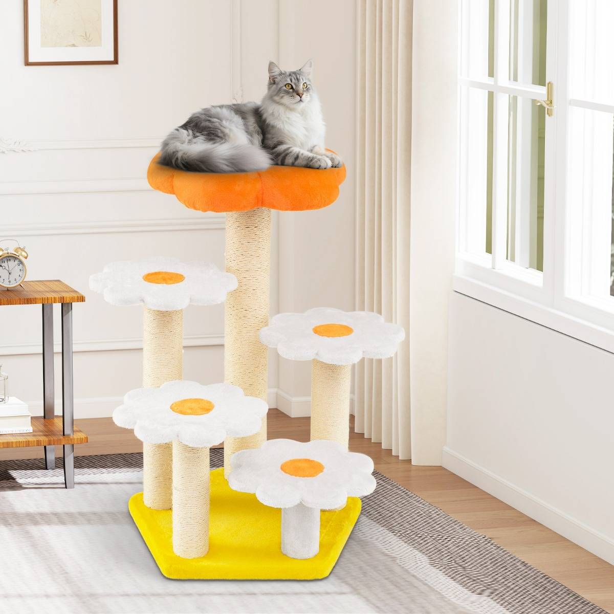 Maison Chic - Arbre à Chat Fleur Mignon pour Chats d'Intérieur avec Perchoir en Peluche Confortable Poteaux - Image 3