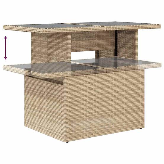 Salon de jardin modulable 8 pcs résine tressée avec rangement et table ajustable beige – ComfortXL Outdoor Living - Image 10