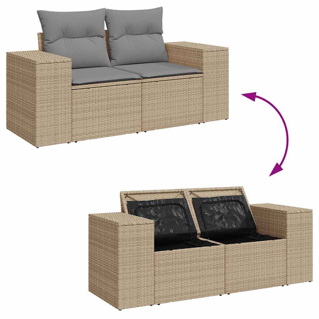 Salon de jardin modulable 8 pcs résine tressée avec rangement et table ajustable beige – ComfortXL Outdoor Living - Image 7