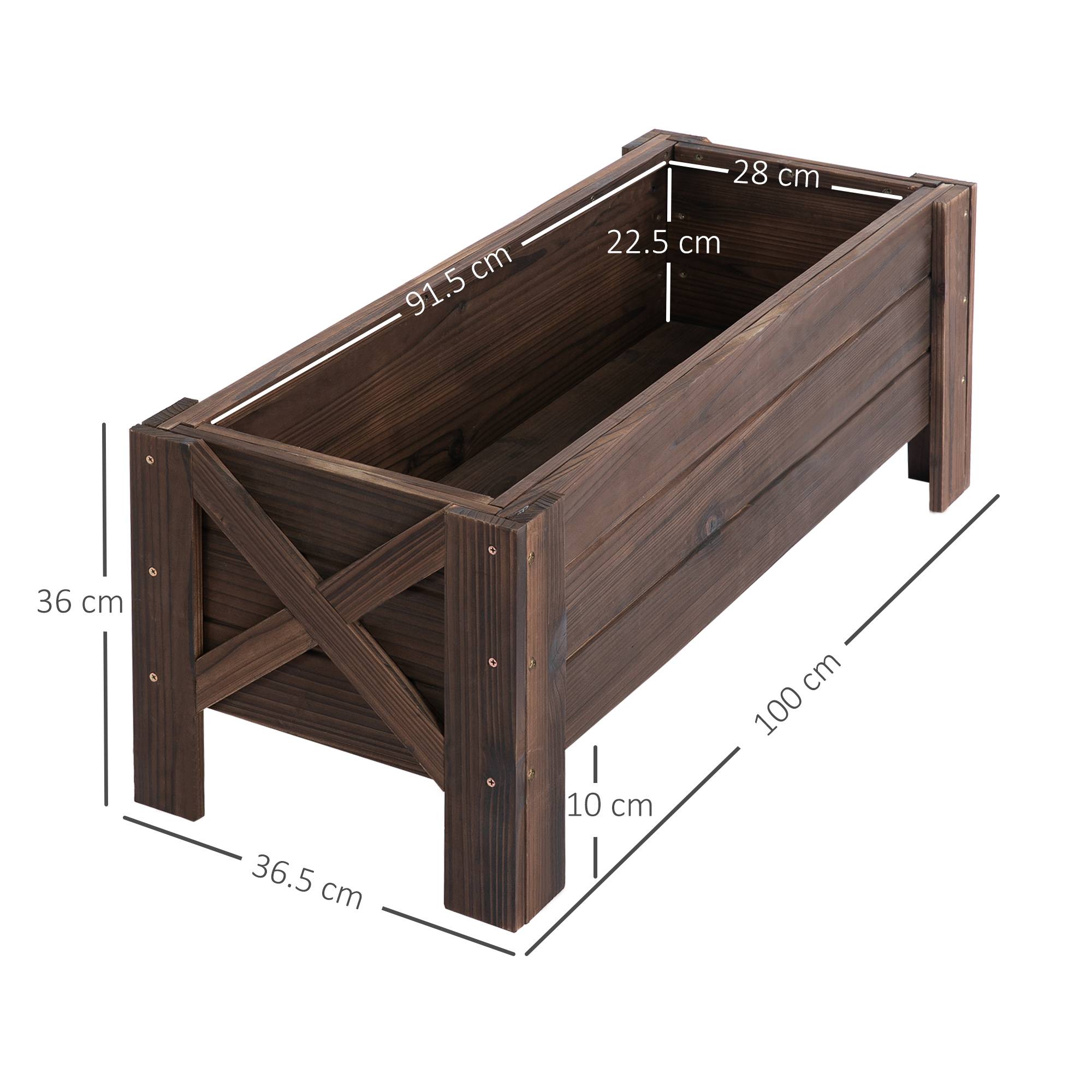 Sans Marque - Potager surélevé jardinière rectangulaire extérieur 100x36,5x36 cm - Image 5
