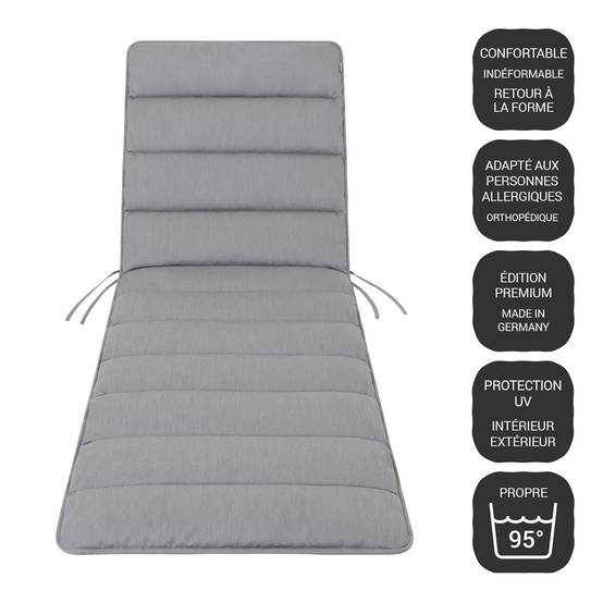 Coussin de Transat FlAIR - gris clair - 200x70cm - Image 1