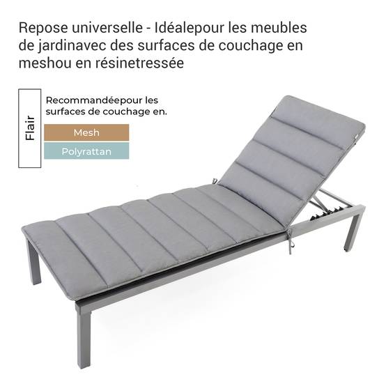 Coussin de Transat FlAIR - gris clair - 200x70cm - Image 3