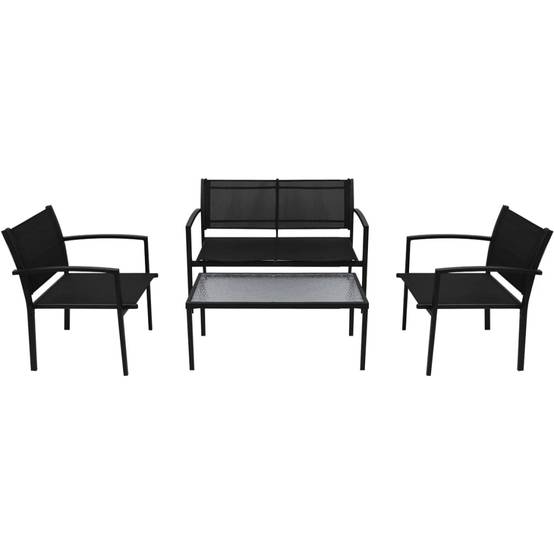 4 pcs Salon de jardin - Mobilier d'extérieur Textilène Noir - Image 1