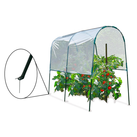 Serre à tomates de jardin 200 x 120 x 170 cm avec bâche transparente + arceaux en acier - Image 4
